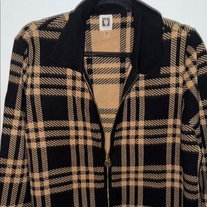 Anne Klein Black and Tan Plaid Blazer